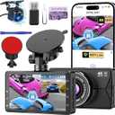 Dash Cam Front and Rear, Dash Cam 4K WiFi/APP Control Dashcam W/ 64GB Card Dash Camera for Cars DVR Car Security Cameras W/Loop Recording GSensor TimeLapse Parking Mode Car Dashcam USB Powered
