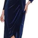 kensie Womens Faux Wrap Velvet Gold Hardware Neckline DressCasual Dress 10