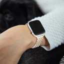 for Apple Watch Band 38mm 40mm 41mm 42mm 44mm 45mm Series 9 8 7 6 5 4 3 2 1 SE SE2 Women and Men,Classic Stainless Steel Metal Watchband for iWatch Bands,Pretty Shiny Look (Shiny Silver Gold-Tri Gold)