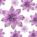 Boao Purple 24 Pieces Poinsettia Flower Christmas Glitter Artificial Poinsettia with Clips Christmas Tree Ornament Decorations for DIY Xmas Wreath Holiday Home Party Decor, 3/4/6 Inches