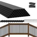 100 Pack 32.25" Black Aluminum Rectangle Deck Balusters with End Caps&Stainless Screws-Upgraded Metal Railing Spindles Kit for Decks, Porch Railings, Stairs/ Staircase&Outdoor Replacement(Face Mount)