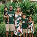 PATPAT Family Matching Outfits Mommy and Me Dresses Hawaiian Tropical Vacation Beach Spaghetti Strap Dress and Shirt, 3-4Y