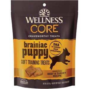 5 x Wellness CORE Brainiac Soft Puppy Training Treats, Natural, Grain Free, Beef and Turkey Recipe, 5 oz Bag (EXP 09/04/27)