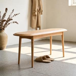 KATYGLORY Oak Solid Wood Long Bench Indoor Farmhouse&Modern Handmade Entryway Bench Rustic Bench Seat for Dining Room, Bedroom, Porch, Hallway, Kitchen (Natural, 39.37 Inch)