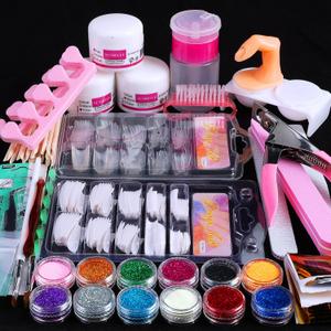 Acrylic Nail Kit for Beginners with Everything, Complete DIY Nail Extension Set with 3 Base Colors & 12 Glitter Powders, No UV Lamp Needed, Salon-Quality Manicure Gift Box for Women and Girls