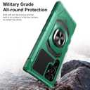 Heavy Duty Protection Case for Samsung Galaxy S22 Ultra Phone Case with Built-in Screen Protector, Military Grade Shockproof 360 Degree Metall Ring Kickstand Travel Cover Shell (Green)