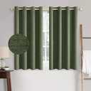 2 x MIULEE 100% Blackout Linen Textured Curtains for Bedroom Solid Thermal Insulated Olive Green Grommet Room Darkening Curtains & Drapes Luxury Decor for Living Room Nursery 52 x 63 Inch (2 Panels)