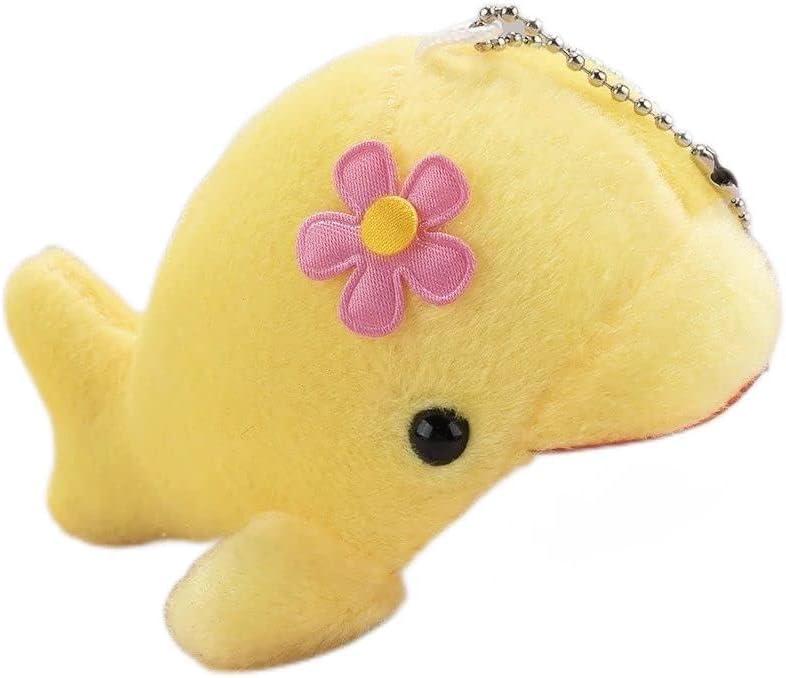 2 x Yellow Mini Stuffed Animal Dolphin Plush Toys Soft Lovely Dolphin Stuffed Keychain Bag Pendants Tiny Ocean Animal Accessories for Keychain Decor Stuffed Animals Car Keychains Car Accessories