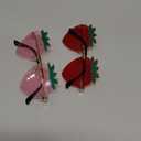 Rimless Strawberry Shape Sunglasses for Women Men Party Halloween Christmas Cosplay Glasses Prom Accessories (Red+pink)