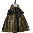 CosplayDiy Women's Queen Marie Antoinette Rococo Ball Gown Gothic Victorian Dress Costume Gold Black (Black, M)