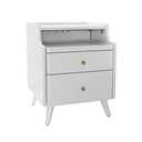 KASLANDI Solid Wood Nightstand, Nightstand with Drawers, Walnut Bedside Table for Bedroom