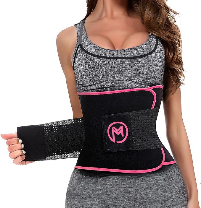 MERMAID'S MYSTERY Waist Trimmer with Back Support Bars Sweat Enhancing Fitness Belt for Men & Women Premium Quality (Pink), Small