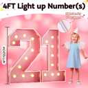 HILAVO 21 Light Up Numbers 4FT, Large Light Up Numbers 21 Pink 21 Marquee Mosaic Number, Big 21 Number 4 Feet Tall DIY Frame Pre-Cut Foam Board Kit for 21st 12th Birthday Anniversary