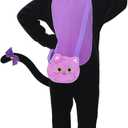 Gifts2U Halloween Cat Costume for Girls, Kids Onesie with Purple Cat Ears, Tail, Paws, Bow Ties and Purse Bag, Gifts for Halloween, Birthday or Any Costume Occasion 5-6 Years