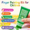 Washable Finger Paint with a Sponge Head, 12 Colors (1.69fl oz/Tube) Non-Toxic, Toddler Painting Set for Kids Boys Girls Gifts, Hand-Painted DIY, Ages 1-3 4 5 6+