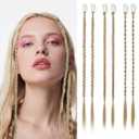 6PCS Braid Hair Extensions Clip in Braid Extensions for Women Natural Synthetic Braided Hairpieces Statement Blonde Braids for Daily Costume Party (Dark Golden Blonde with Highlights)