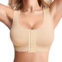 BRABIC Women Front Closure Post Surgery Compression Everyday Bras for Mastectomy Support with Adjustable Straps Wirefree, Large