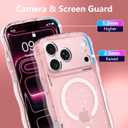 MOWIME Magnetic Case for iPhone 17 Pro Max [Compatible with Magsafe] [Cute Wave Glitter Design] [1 Screen Protector] Slim Soft TPU Clear Bling Case for iPhone 17 Pro Max 6.9" 2025, Pink
