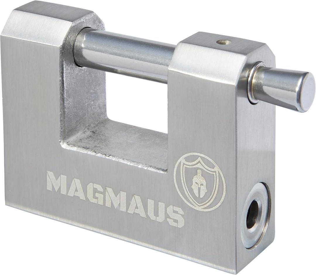 Magmaus RTX70 [Armoured] High Security Padlock  Heavy Duty Container Lock with 0.70 Shackle Clearance & 0.39 Thick Bolt  Weatherproof Outdoor Lock for Storage Unit, Shed, Gate, Garage - 10 Keys (Silver)