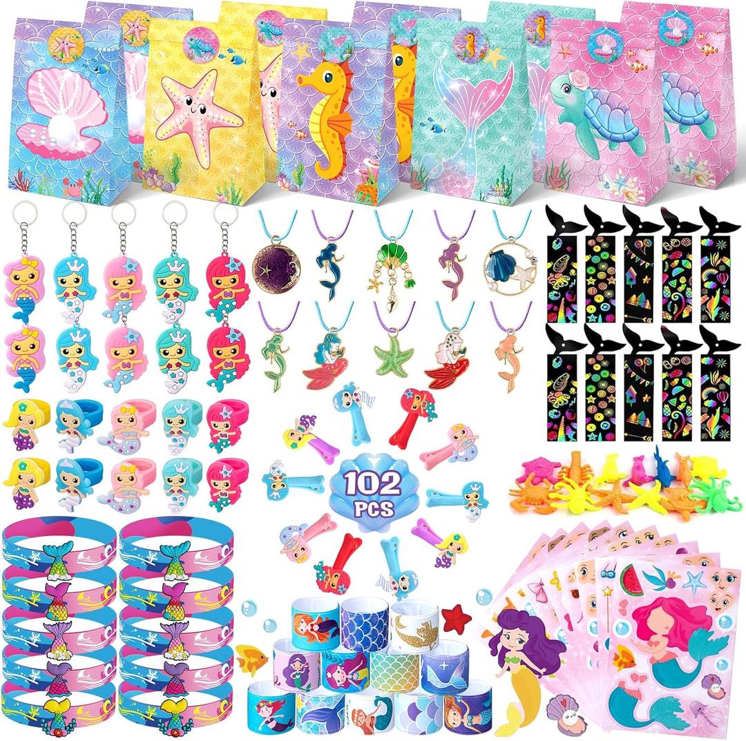 Mermaid Party Favors, 100 Pcs Birthday Party Supplies, Baby Shower Goodie Bag Fillers Mermaid Party docorations