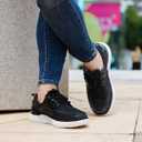 OrthoComfoot Men's Orthopedic Walking Shoes with Arch Support: Casual Plantar Fasciitis Slip-On Loafers for Flat Feet, Orthotic Adjustable Fashion Sneakers for Foot and Heel Pain (11, W1-black)