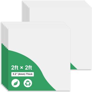 Smooth White Drop Ceiling Tile 2ft x 2ft, Ceiling Panel 24 x 24in  Waterproof, Washable and Fire-Rated to Prevent Breakage- Cover 48 Sq. Ft-Package of 12 Tiles