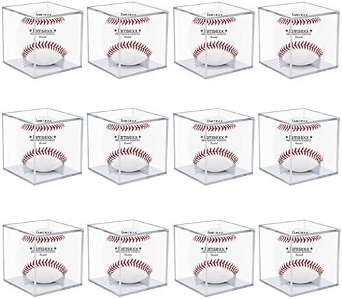 12 Pack UV Protected Acrylic Boxes for Display,Clear Display Case Baseball Cube Memorabilia Showcase Autograph Ball Protector