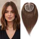 Hair Toppers for Women Real Human Hair 14 Inch No Bangs 70 Gram 100% Real Human Hair Toppers for Women with Thinning Hair 6x6 Hand-Tied Breathable Swiss Lace Base Blonde 4 Clips in Hair pieces, #6