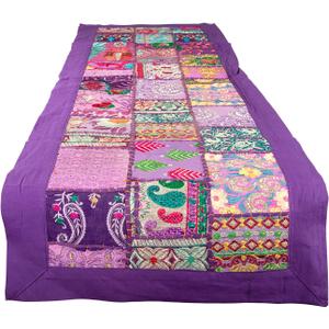 Tribe Azure 100% Cotton Table Runner Hand Embroidered Boho Bohemian Colorful Patchwork Indian Decoration Decor Tapestry (Purple Floral) Tribe Azure 100% Cotton Table Runner Hand Embroidered Boho Bohemian Colorful Patchwork Indian Decoration Decor Tapestry (Purple Floral)