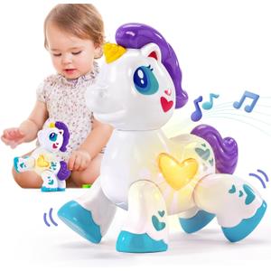 hahaland Toys for 1 Year Old Girl Toddler Girl Toys Unicorn Musical Light up Baby Girls, Interactive Travel One Year Old Baby Girl Birthday Gifts