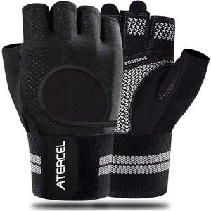 ATERCEL Weight Lifting Gloves Breathable Workout Gloves with Wrist Support for Gym, Exercise, Pull ups, Super Lightweight for Mens and Women, Full Palm Protection (Large, Black)