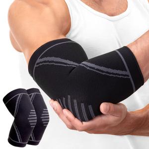 Elbow Brace 2 Pack for Tennis & Golfer's Elbow Pain Relief - Elbow Compression Sleeve for Weightlifting, Workout, Fitness, Arthritis, Bursitis - Tendonitis Elbow Brace for Men & Women (Black), Small