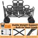 EchoSmile Heavy Duty 350 Lbs Capacity Collapsible Wagon, Outdoor Folding Camping Grocery Portable Utility Cart, Adjustable Rolling Carts, All Terrain Sports Wagon with Big Wheels (BlackOrange)
