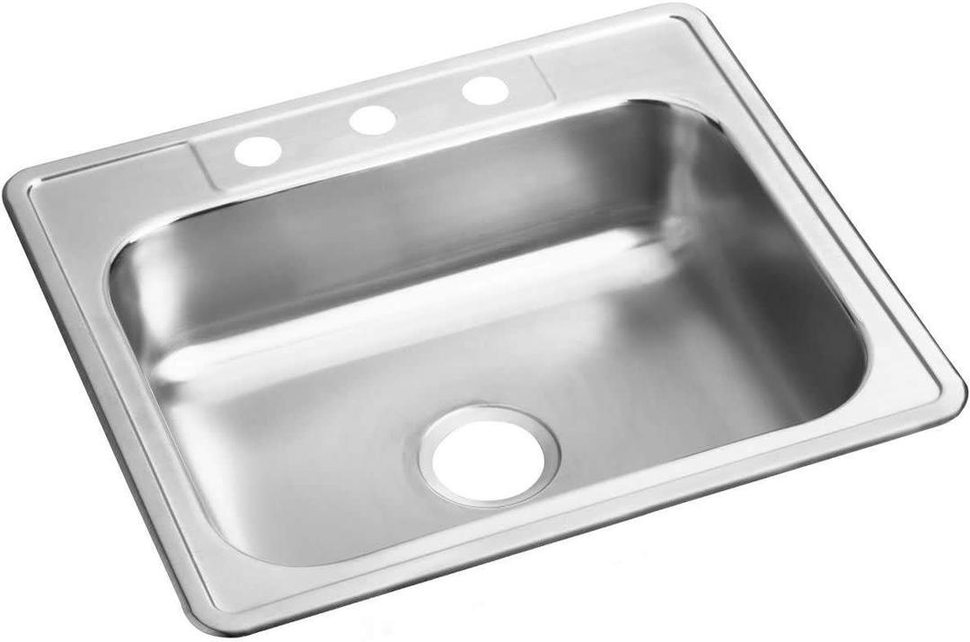 Elkay Dayton D125223 Single Bowl Drop-in Stainless Steel Sink, Satin, 25 x 22