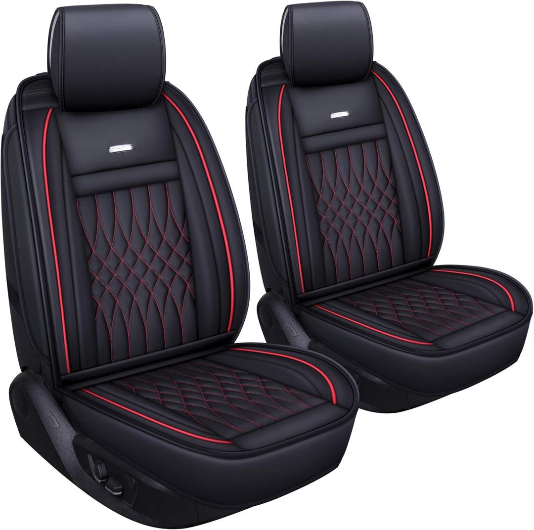 LUCKYMAN CLUB 2 pc Auto Car Seat Covers Fit Most Sedan SUV Truck Fit for Sportage NIRO Optima Forte Soul Rio Sentra Altima Maxima XterraBlack &Red 2 PCS