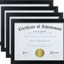 ELSKER&HOME 8.5x11 Picture Frame - Black Sturdy Wood Composite Certificate Frame - Semi-Tempered Glass - Includes Hanging Hardware and Desktop Easel - for Document/Diploma Frame (4 Pack)