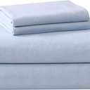 Laura Ashley Home - Queen Sheets, Cotton Flannel Bedding Set, Brushed for Extra Softness & Comfort (Blue, Queen) (King)