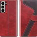 for Samsung Galaxy s22 6.1" Wallet Case, Flip Case with RFID Blocking Credit Card Holder, PU Leather Matching Phone Case for Samsung S22,Red Brown