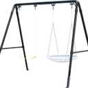 TOCRETOARE Porch Swing Stand - Heavy Duty Porch Swing Frame Outdoor with Adjustable Height, Powder Coated A-Frame Metal Swing Stand, Holds Up to 440lbs, Fits for Patio, Garden, Backyard