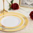 I00000 102 Pcs Gold Plastic Plates, Disposable Party Plates Include 51 Gold Dinner Plate 10.25 and 51 Disposable Dessert Plate 7.5 Perfect for Party & Wedding