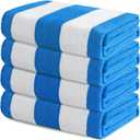 Exclusivo Mezcla 4 Pack Beach Towels, Large Microfiber Striped Beach Bath Pool Towel Set for Kids and Adults, Lightweight and Absorbent, 30x60 Inches, Blue