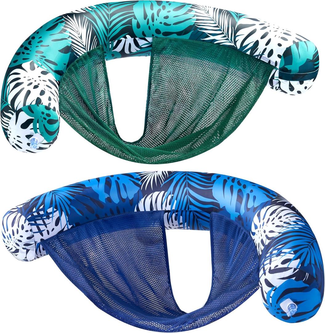 Sloosh Pool Floats Adult, 2 Pack Inflatable Noodle Chair with Sling Soft Fabric, Floating Pool Float Lounge for Summer Water Fun