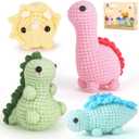 Crochet Kit for Beginners, Beginner Crochet Kit for Adults with Step-by-Step Video Tutorials, DIY Crochet Animal Kits Knitting Supplies, 4 Pack Dinosaurs (40%+ Yarn)