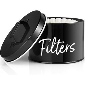 DRASTAR Coffee Filter Holder, Black Filter Storage with Lid for Counter, Storage Basket Container for Coffee Bar Accessories Decor