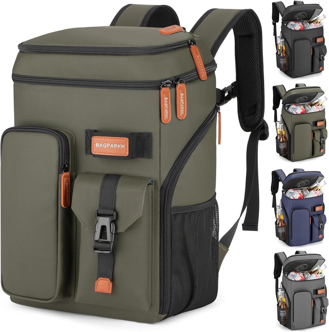 Insulated Cooler Backpack,33/45 Cans Multifunctional Double Deck Leakproof Cooler Bag with Sternum Strap,Large Capacity Lightweight Travel Camping Beach Backpack (Green)