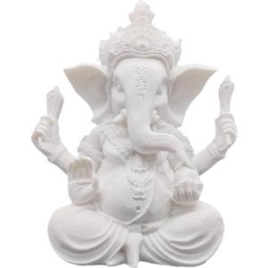 Indian God Lord Ganesha Statue,Hindu Elephant Statue Ganpati Idol Buddha Sculptures,Hindu Gift,Home Temple Mandir Meditation Yoga Room Decor5.1(White)