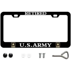 BOARLIDA Retired Army License Plate Frame US Army Decorative Stainless Steel Car License Plate Cover for Men Women 12 X 6 Inch