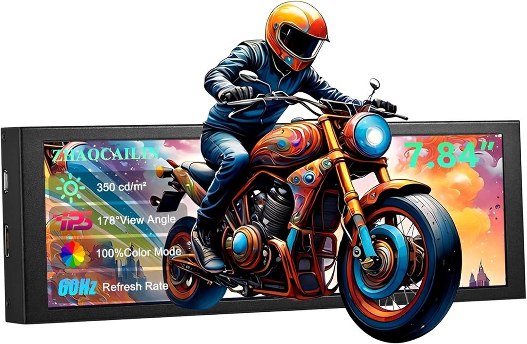 7.84 Inch HD Mini Monitor 1280x400 IPS Stretched Bar LCD Display with Casing for Computer Laptop Speed Temperature Aida64 CPU GPU Monitoring Secondary Screen