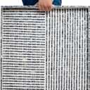 PEMAR Mother of Pearl 23.6" Square Extra Large Ottoman Tray with Insert Handles, Oversized Decorative Luxury Wooden Serving Tray for Food, Coffee Table, Breakfast in Bed (Dark Grey - White)