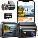 DDPAI 4K Dash Cam Front and Rear, Builtin 32G eMMC Dual Dash Car Camera,64GB Card Included Dashcam,Night Vision Dash Camera,5GHz WiFi, 7 Days Parking Mode,GPS,3" IPS, ADAS, WDR, Support 512GB,Z60